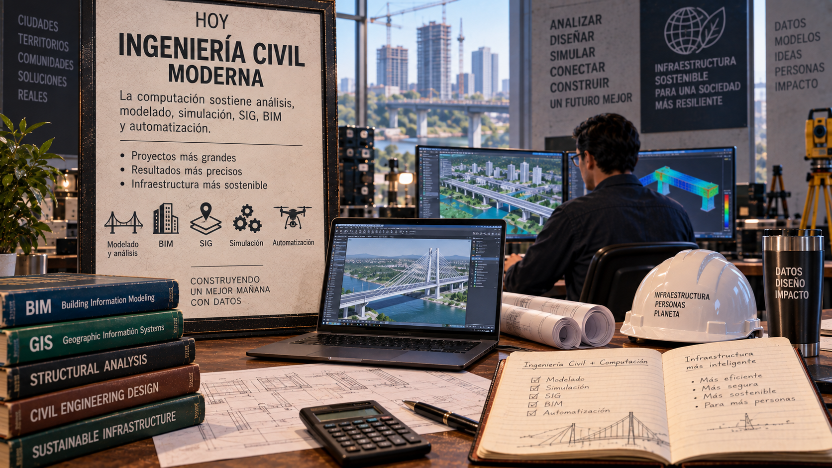Ilustración de Ingeniería Civil moderna